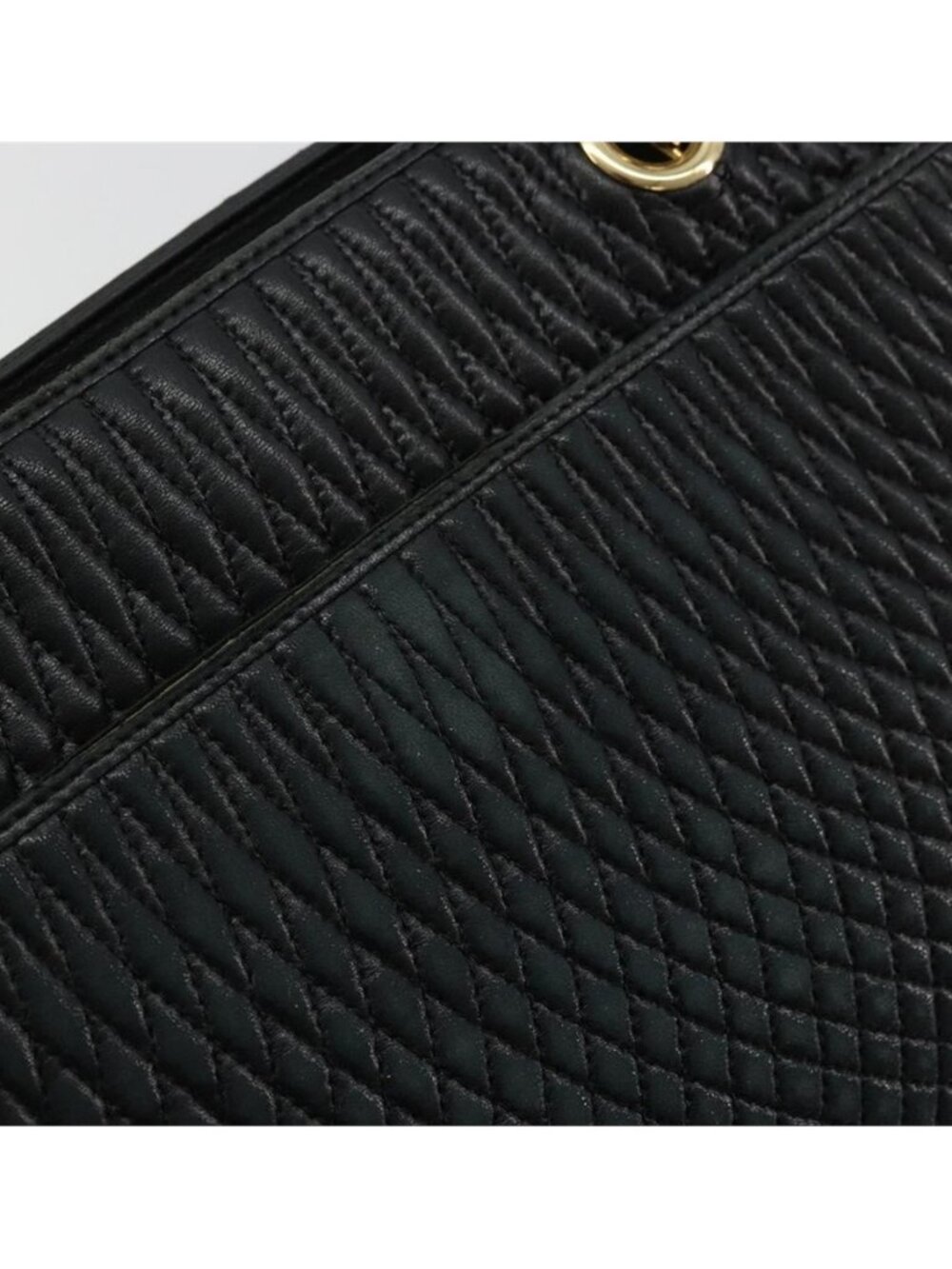 Authentic BALLY Chain Shoulder Bag Leather Black Gold - Picture 15 of 16